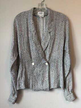 Vintage the BAMM Collection 100% Silk Pleated Blazer Blouse Jacket 8 Medium M
